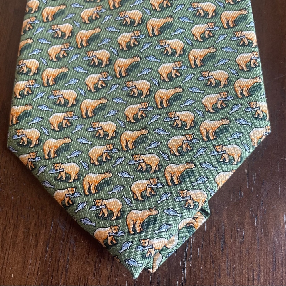 Vineyard Vines Bear Fisher Green & Blue Tie